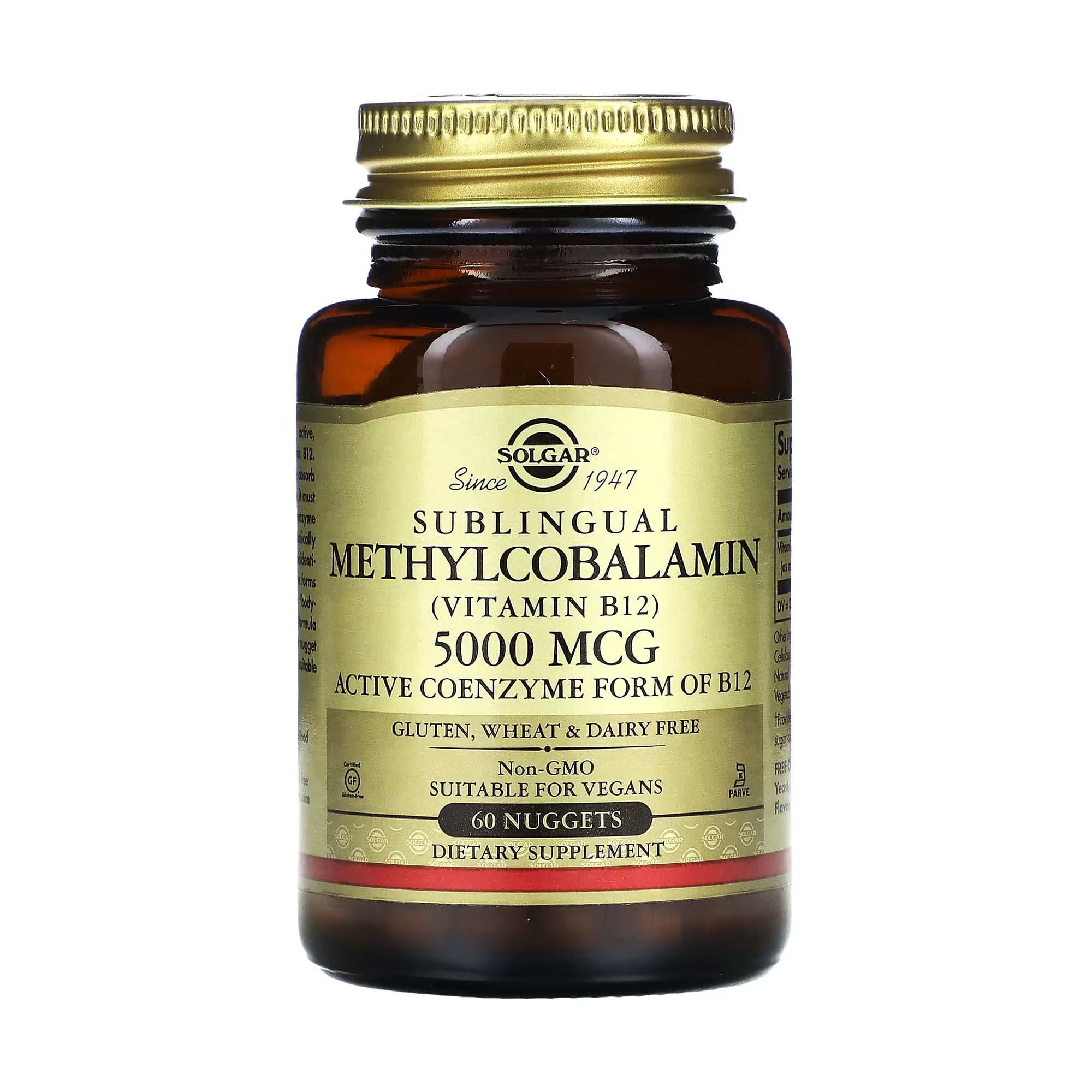 Сублінгвальний метилкобаламін Solgar Sublingual Methylcobalamin, 5000 мкг, 60 капсул